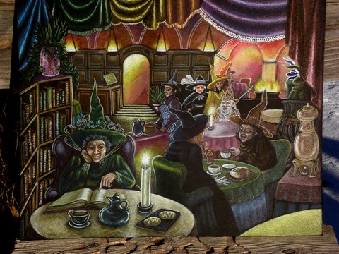 Madame Tisanes Tea Shoppe by Sue Bodily, used with permission! Madame Tisanes Tea Shoppe, a pencil and acrylic original artwork by Sue Bodily